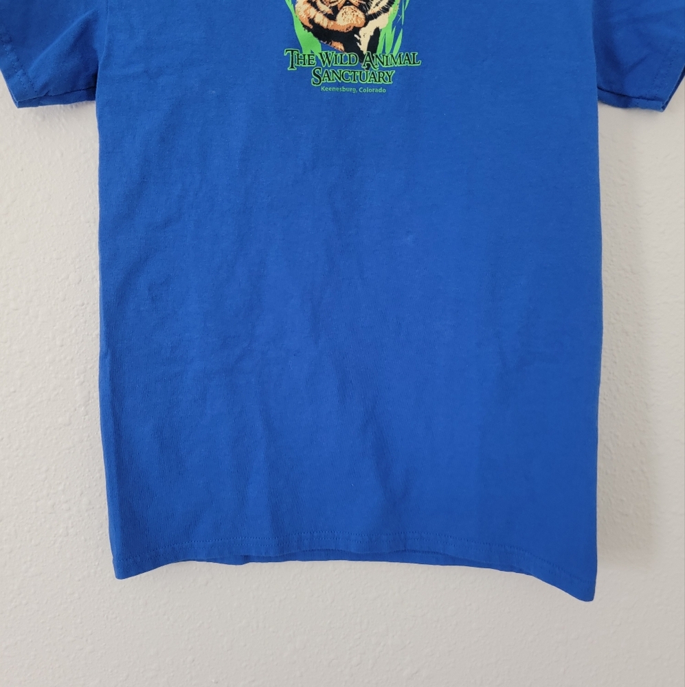 The Wild Animal Sanctuary | Tiger Graphic T-Shirt Blue Green Orange Crewneck Tee - Picture 3 of 9